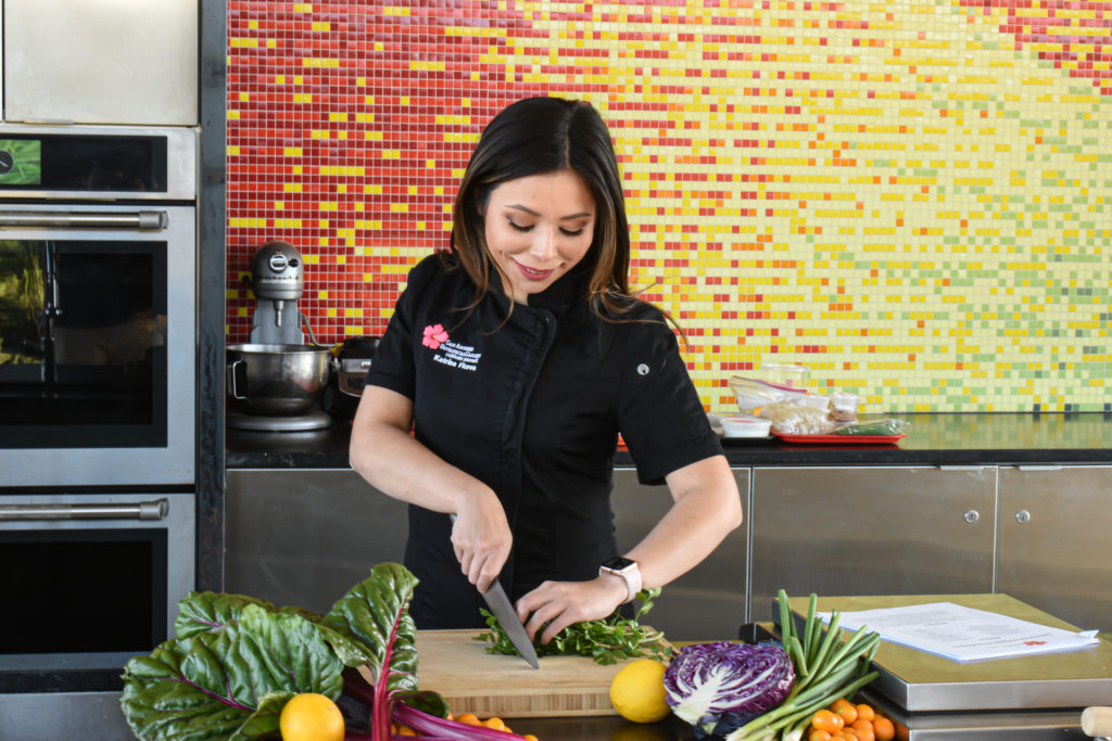 Chef Katrina Flores in the CHEF Teaching Kitchen