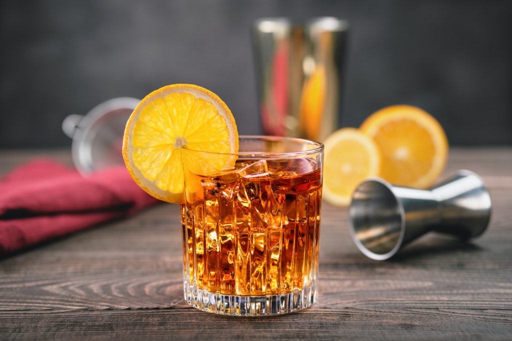 Cocktail with brandy and orange bitter