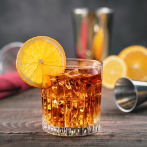 Cocktail with brandy and orange bitter