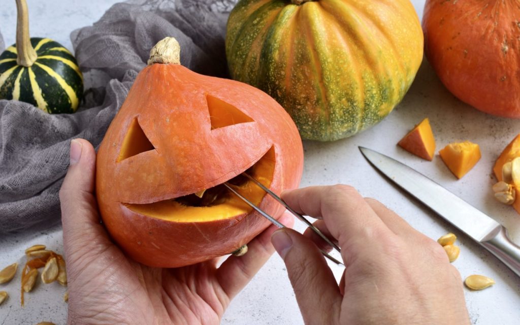 Carving pumpkins for Halloween