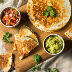 Homemade Vegetarian Quesadilla with Cheese |