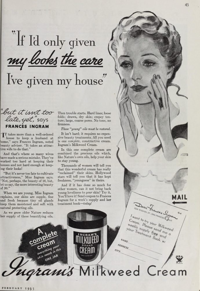 Ingram's Milkweed Cream Advertisement